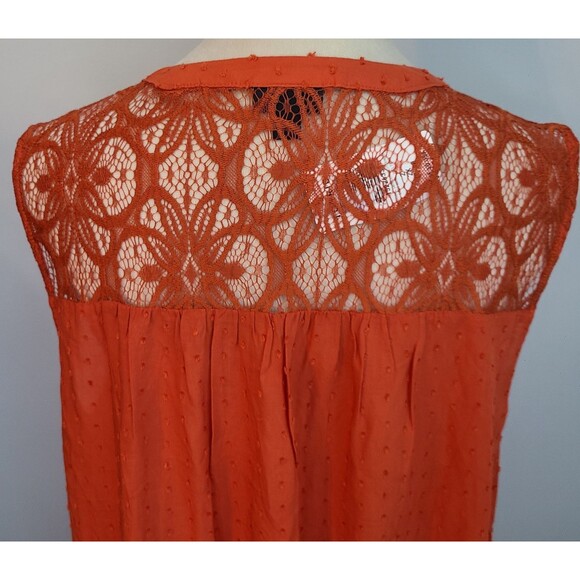TORRID Womens 2X Orange Swiss Dot Crochet Inset Tank Top Boho Feminine Fairy - Picture 10 of 16